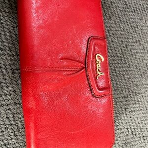 Coach Vibrant Red Leather Wallet